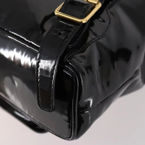 GUCCI Bamboo Backpack Enamel Black Gold 003 2058 0030 Auth bs29262 main image 5